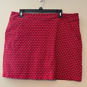 Talbots Hello Saturday Skort Size XL Knit Red Patterned Casual Diamond Weekend